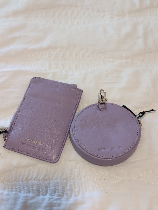 Lodis Accessories - Lodis Lavender Leather Card Case and Round Coin Pouch Set